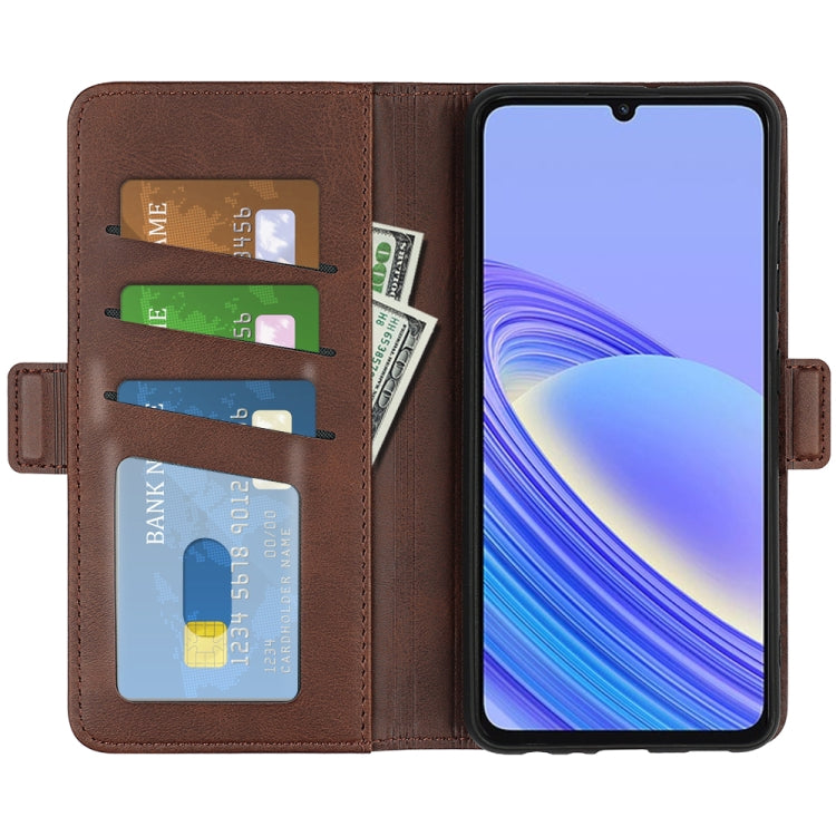 For TCL 40 SE Dual-side Magnetic Buckle Leather Phone Case(Brown)