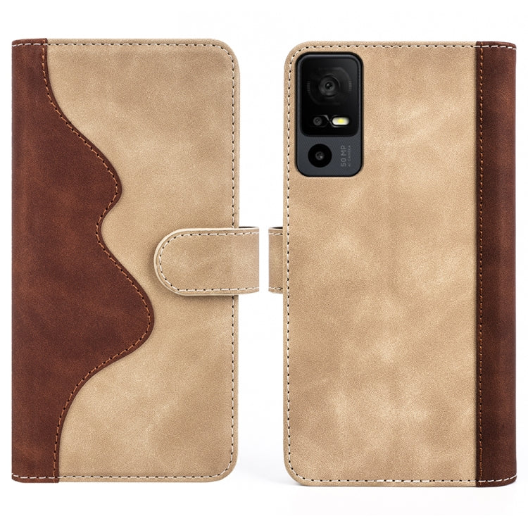 For TCL 40R Stitching Horizontal Flip Leather Phone Case(Yellow)