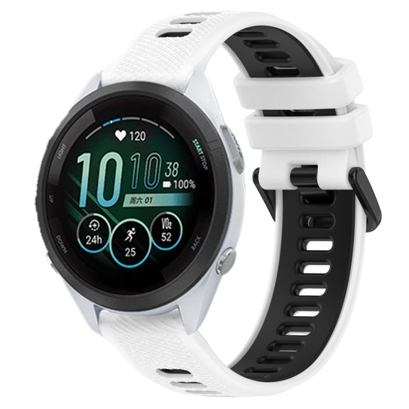 For Garmin Forerunner 265S 18mm Sports Two-Color Silicone Watch Band(White+Black)