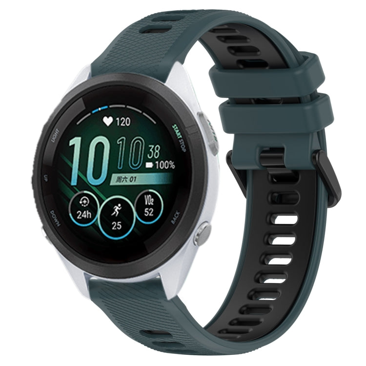 For Garmin Forerunner 265S 18mm Sports Two-Color Silicone Watch Band(Olive Green+Black)