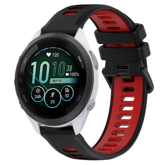 For Garmin Forerunner 265S 18mm Sports Two-Color Silicone Watch Band(Black+Red)