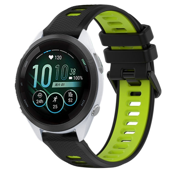 For Garmin Forerunner 265S 18mm Sports Two-Color Silicone Watch Band(Black+Green)