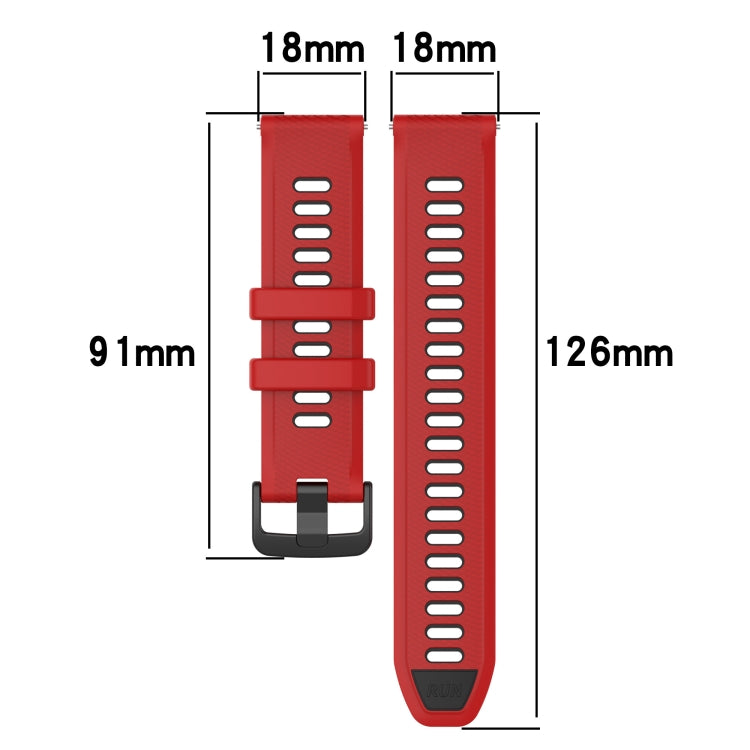 For Garmin Active S 18mm Sports Two-Color Silicone Watch Band(White+Black)