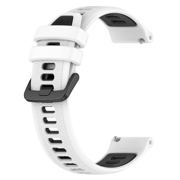 For Garmin Forerunner 265S Music 18mm Sports Two-Color Silicone Watch Band(White+Black)