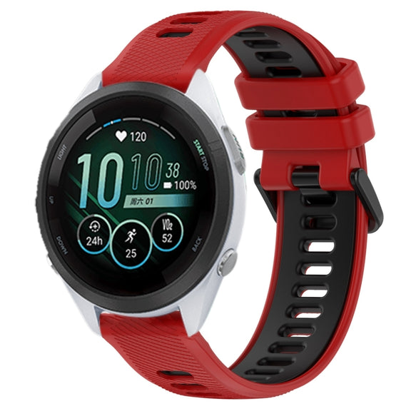 For Garmin Forerunner 265S Music 18mm Sports Two-Color Silicone Watch Band(Red+Black)