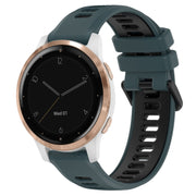 For Garmin Active S 18mm Sports Two-Color Silicone Watch Band(Olive Green+Black)