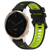 For Garmin Active S 18mm Sports Two-Color Silicone Watch Band(Black+Green)