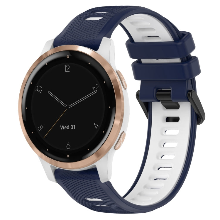 For Garmin Active S 18mm Sports Two-Color Silicone Watch Band(Midnight Blue+White)