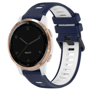 For Garmin Active S 18mm Sports Two-Color Silicone Watch Band(Midnight Blue+White)