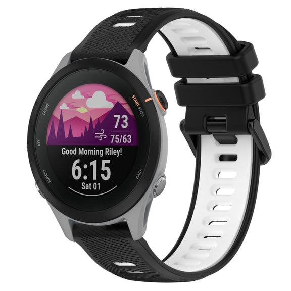 For Garmin Forerunner 255S 18mm Sports Two-Color Silicone Watch Band(Black+White)