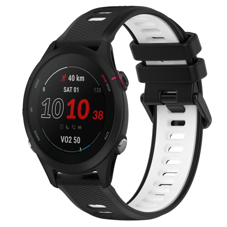 For Garmin Forerunner 255S Music 18mm Sports Two-Color Silicone Watch Band(Black+White)