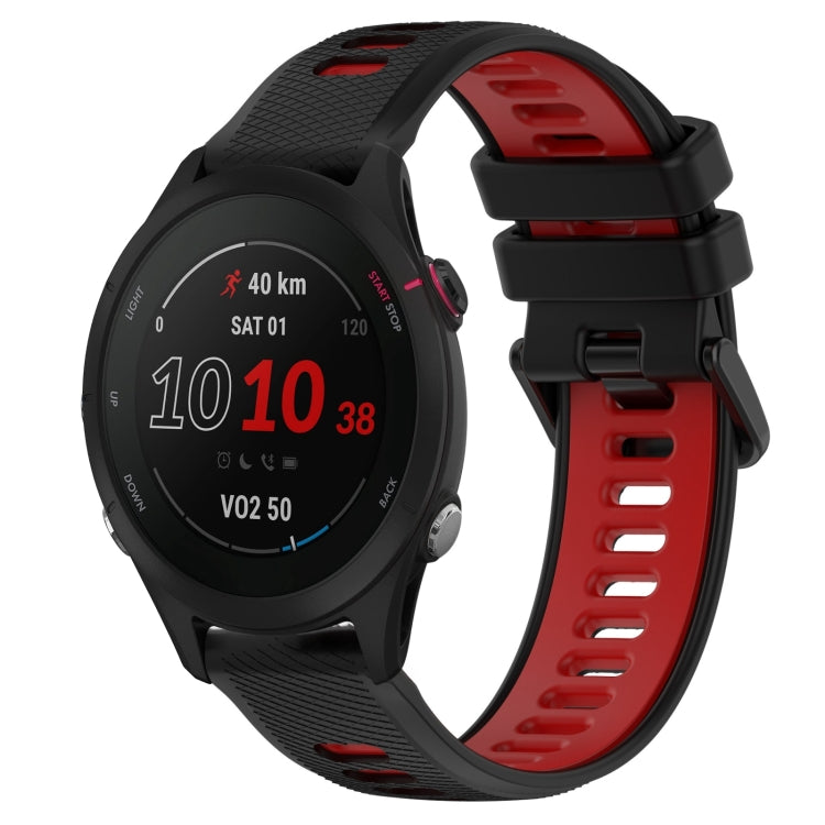 For Garmin Forerunner 255S Music 18mm Sports Two-Color Silicone Watch Band(Black+Red)