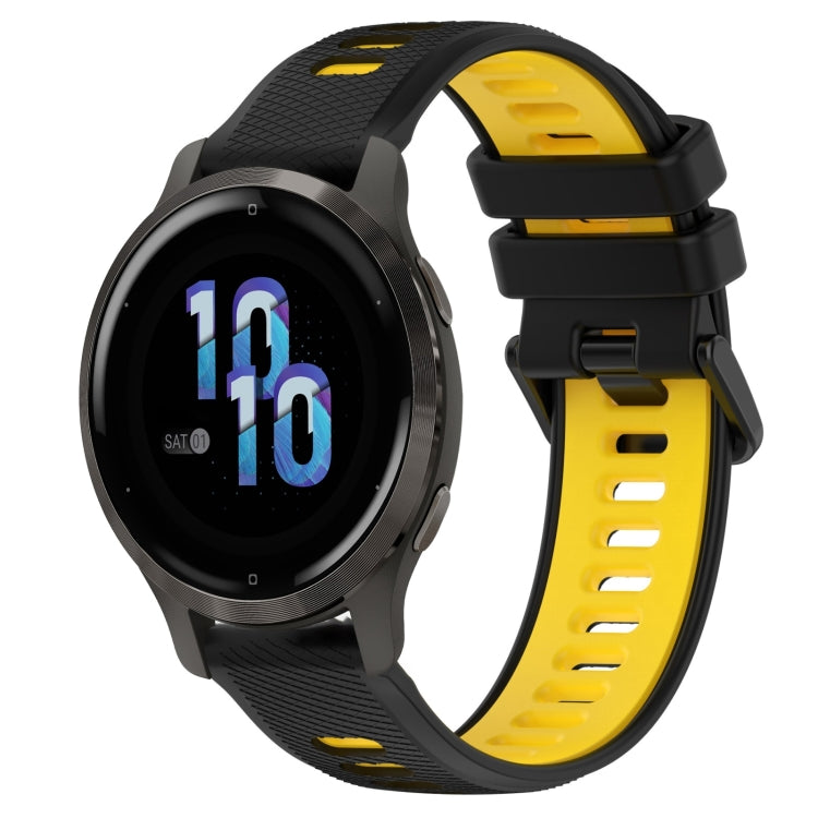For Garmin Venu 2S 18mm Sports Two-Color Silicone Watch Band(Black+Yellow)