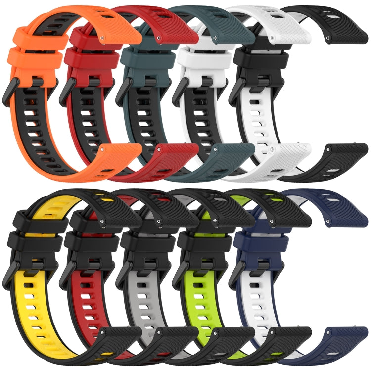 For Garmin Forerunner 245 Music 20mm Sports Two-Color Silicone Watch Band(White+Black)