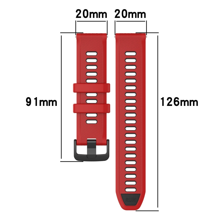 For Garmin Forerunner 645 20mm Sports Two-Color Silicone Watch Band(Red+Black)