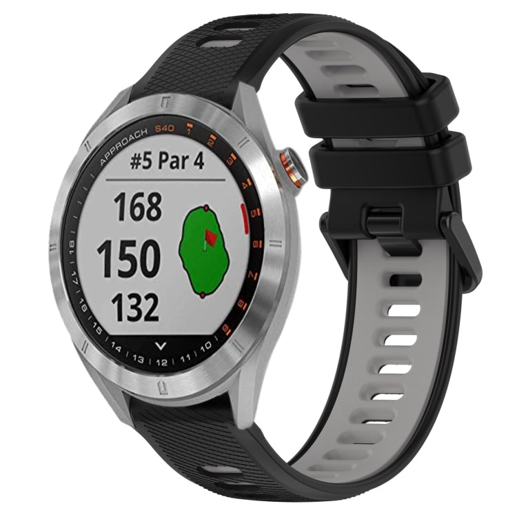 For Garmin Approach S40 20mm Sports Two-Color Silicone Watch Band(Black+Grey)