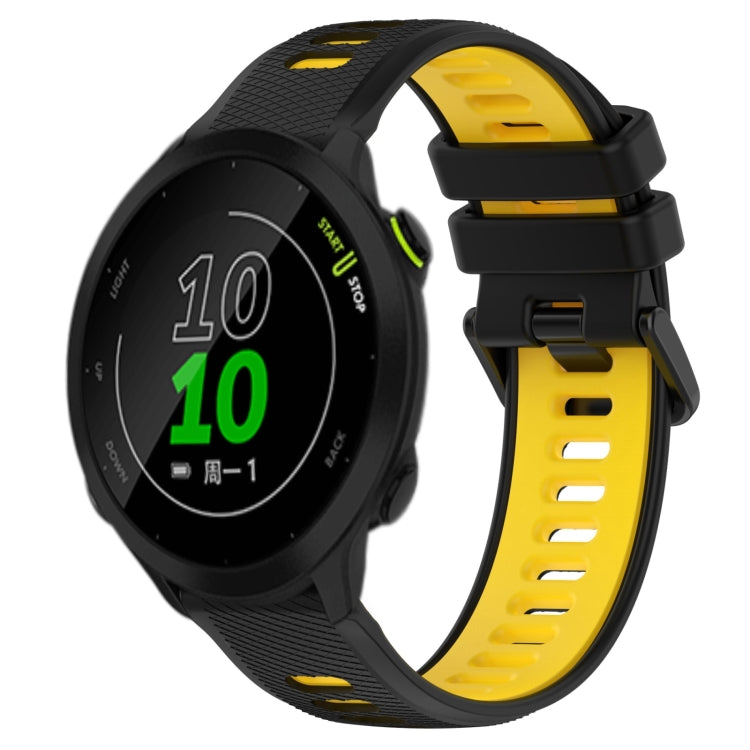 For Garmin Forerunner 158 20mm Sports Two-Color Silicone Watch Band(Black+Yellow)