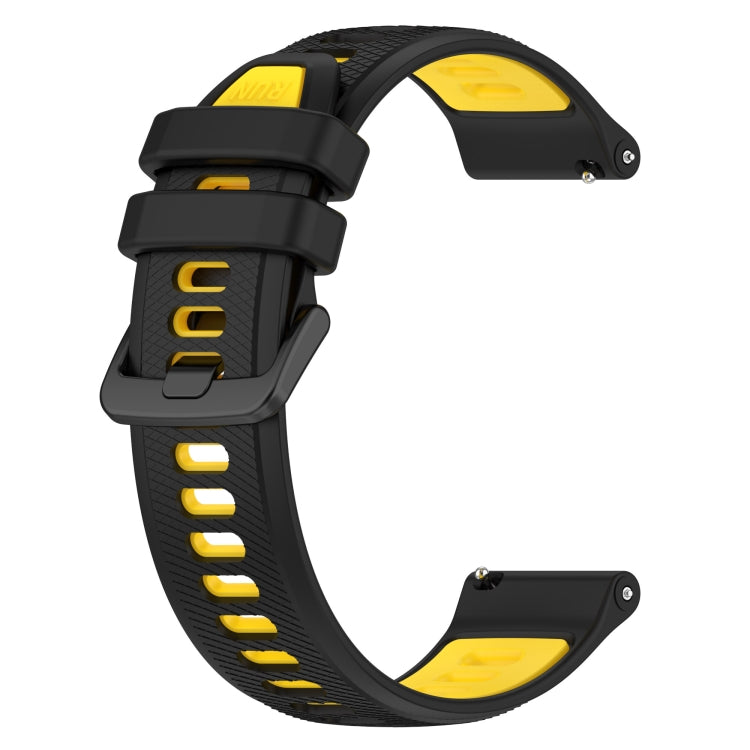 For Garmin Forerunner 55 20mm Sports Two-Color Silicone Watch Band(Black+Yellow)