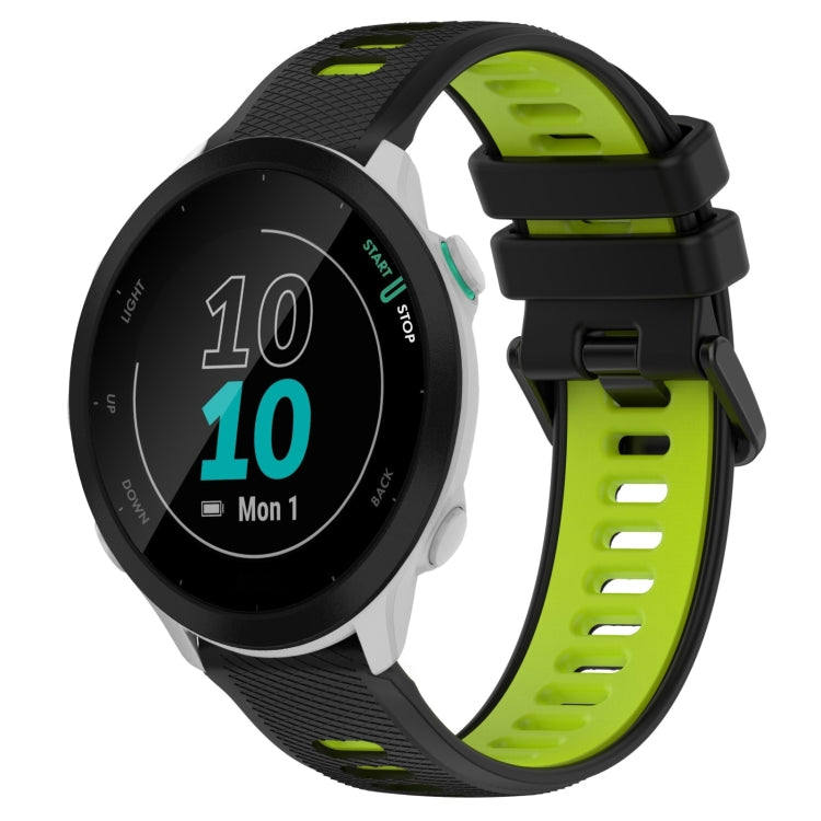 For Garmin Forerunner 55 20mm Sports Two-Color Silicone Watch Band(Black+Green)
