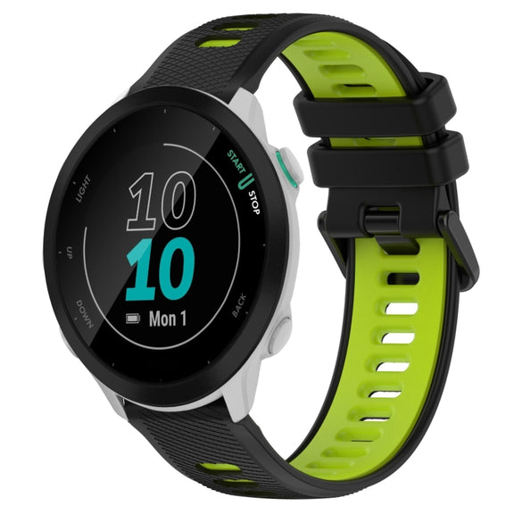 For Garmin Forerunner 55 20mm Sports Two-Color Silicone Watch Band(Black+Green)