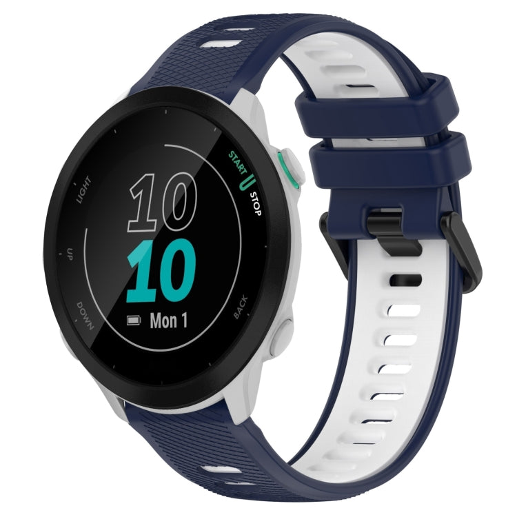 For Garmin Forerunner 55 20mm Sports Two-Color Silicone Watch Band(Midnight Blue+White)
