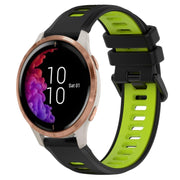 For Garmin Venu 20mm Sports Two-Color Silicone Watch Band(Black+Green)