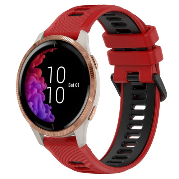For Garmin Venu 20mm Sports Two-Color Silicone Watch Band(Red+Black)