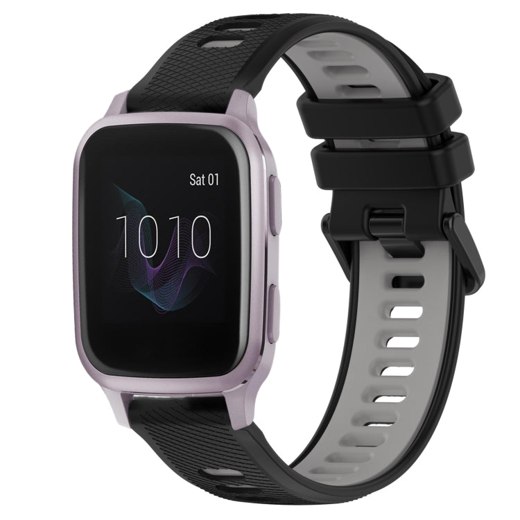 For Garmin Venu SQ 20mm Sports Two-Color Silicone Watch Band(Black+Grey)
