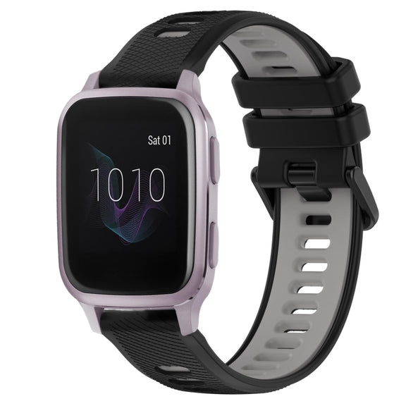 For Garmin Venu SQ 20mm Sports Two-Color Silicone Watch Band(Black+Grey)