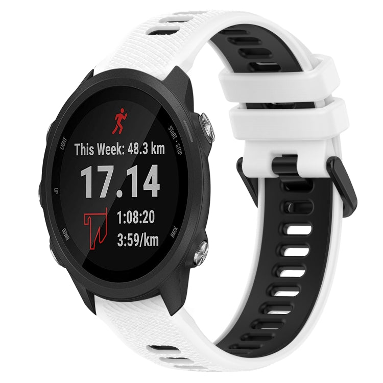 For Garmin Forerunner 245 20mm Sports Two-Color Silicone Watch Band(White+Black)