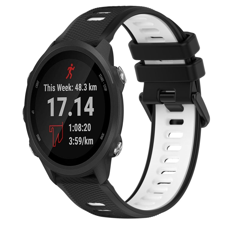 For Garmin Forerunner 245 20mm Sports Two-Color Silicone Watch Band(Black+White)