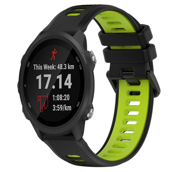 For Garmin Forerunner 245 20mm Sports Two-Color Silicone Watch Band(Black+Green)