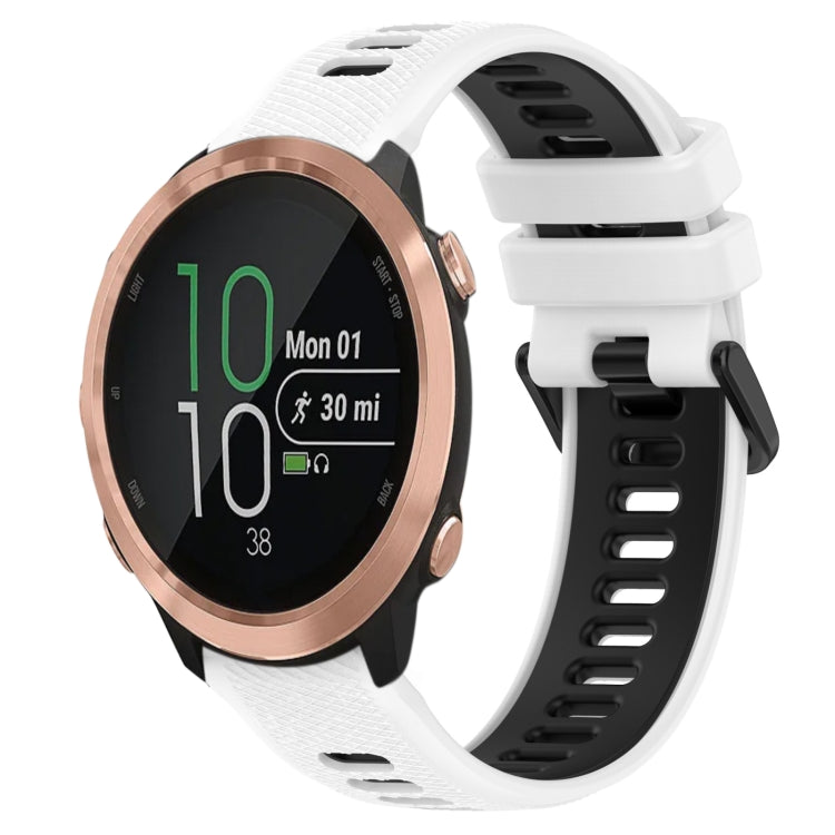 For Garmin Forerunner 645 20mm Sports Two-Color Silicone Watch Band(White+Black)