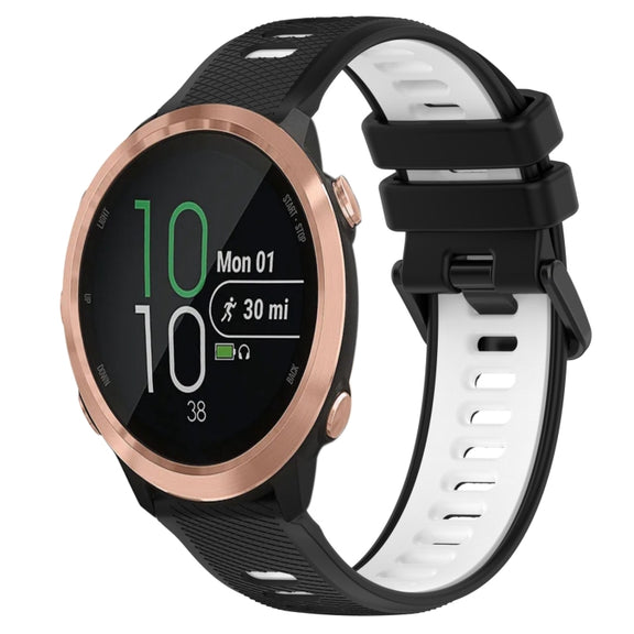 For Garmin Forerunner 645 20mm Sports Two-Color Silicone Watch Band(Black+White)