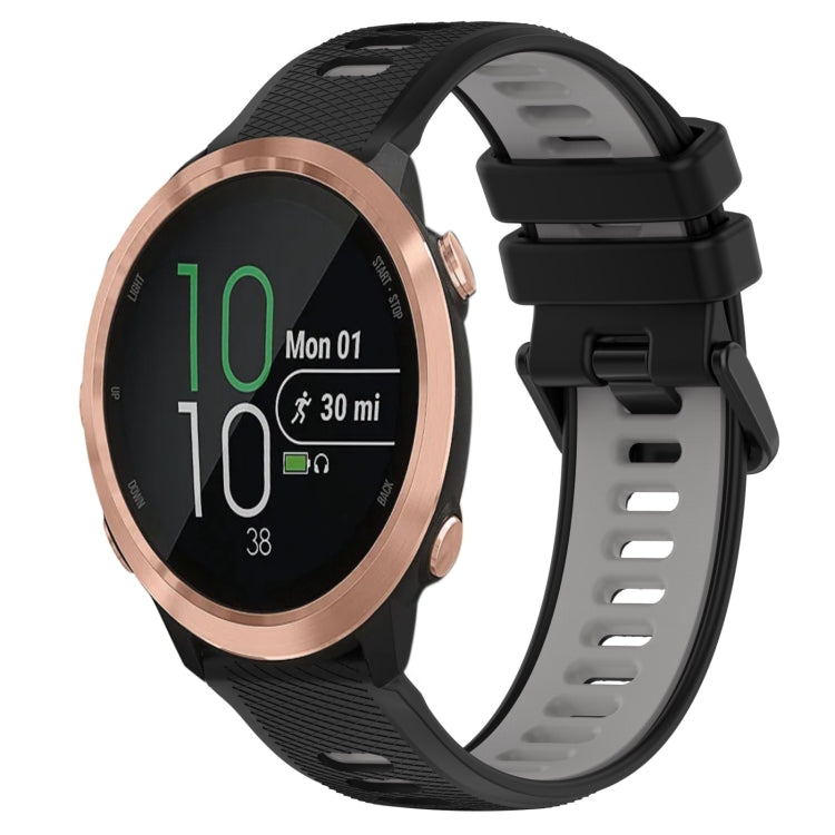 For Garmin Forerunner 645 20mm Sports Two-Color Silicone Watch Band(Black+Grey)
