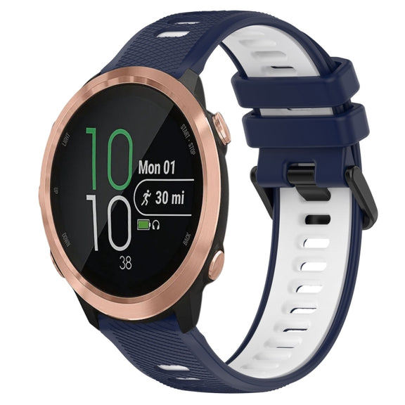 For Garmin Forerunner 645 20mm Sports Two-Color Silicone Watch Band(Midnight Blue+White)