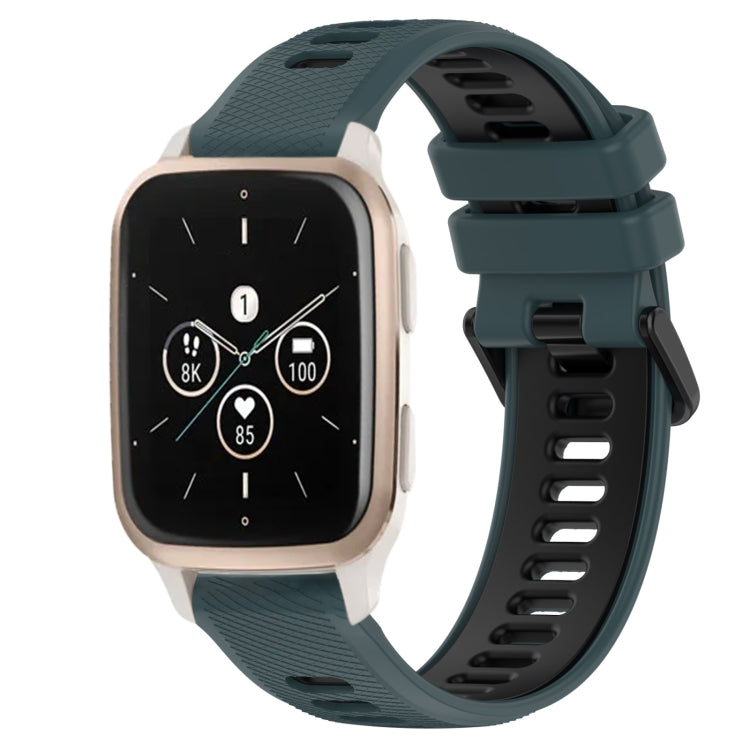For Garmin Forerunner Sq2 20mm Sports Two-Color Silicone Watch Band(Olive Green+Black)