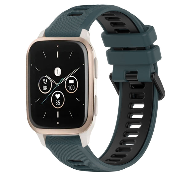 For Garmin Forerunner Sq2 20mm Sports Two-Color Silicone Watch Band(Olive Green+Black)