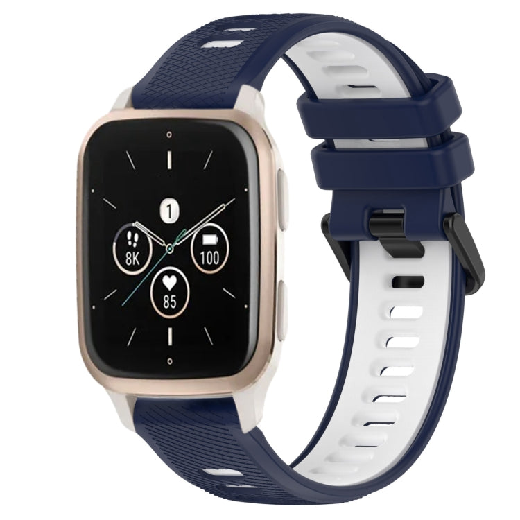 For Garmin Forerunner Sq2 20mm Sports Two-Color Silicone Watch Band(Midnight Blue+White)