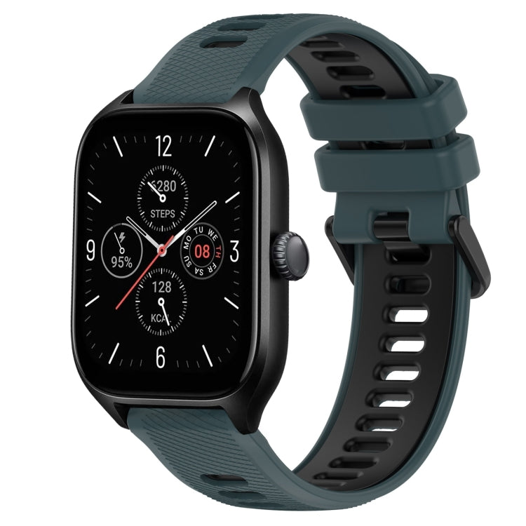 For Amazfit GTS 4 20mm Sports Two-Color Silicone Watch Band(Olive Green + Black)