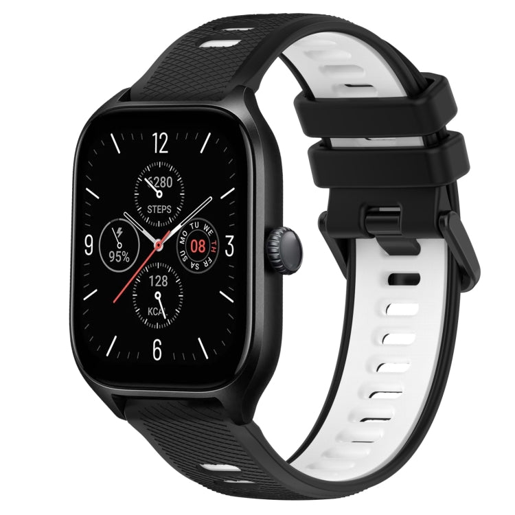 For Amazfit GTS 4 20mm Sports Two-Color Silicone Watch Band(Black+White)