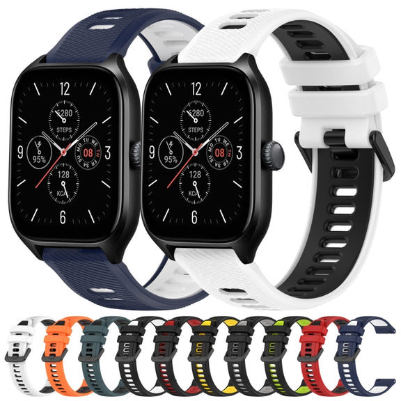 For Amazfit GTS 4 20mm Sports Two-Color Silicone Watch Band(Black+Yellow)