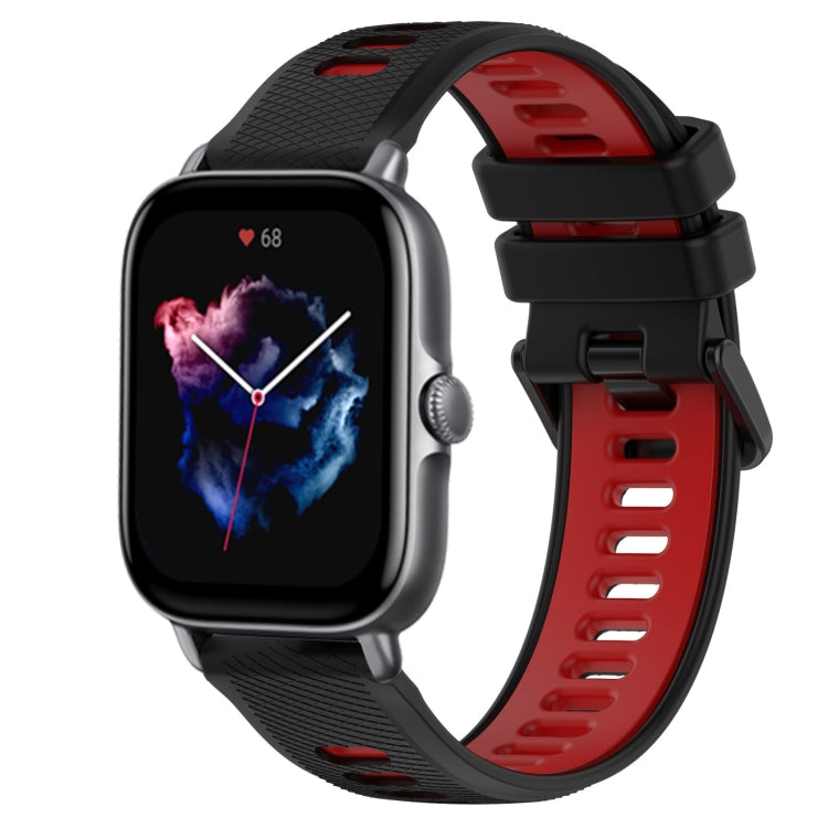 For Amazfit GTS 3 20mm Sports Two-Color Silicone Watch Band(Black+Red)