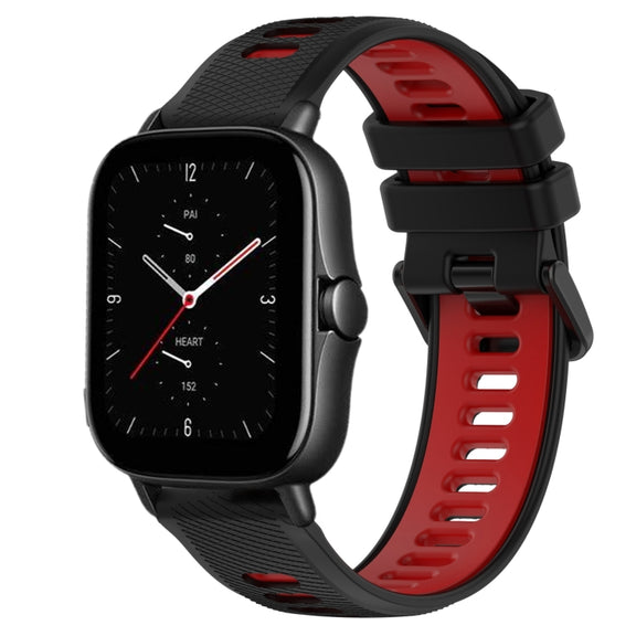 For Amazfit GTS 2E 20mm Sports Two-Color Silicone Watch Band(Black+Red)