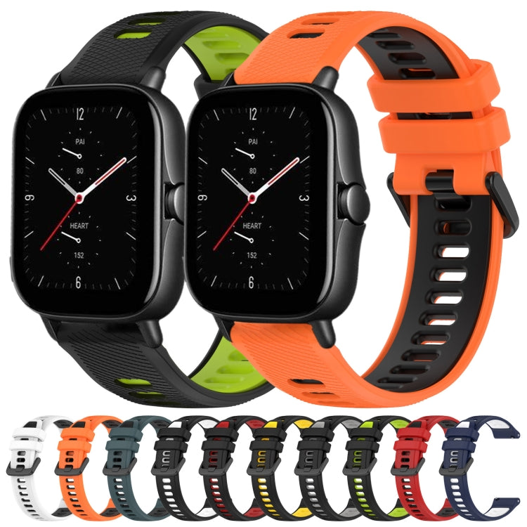 For Amazfit GTS 2E 20mm Sports Two-Color Silicone Watch Band(Orange+Black)