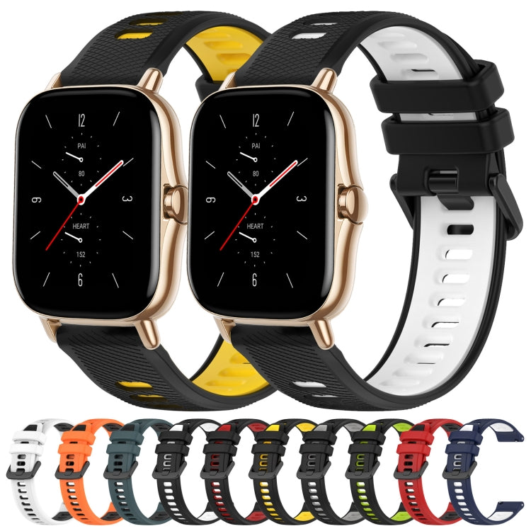For Amazfit GTS 2 20mm Sports Two-Color Silicone Watch Band(Black+Grey)