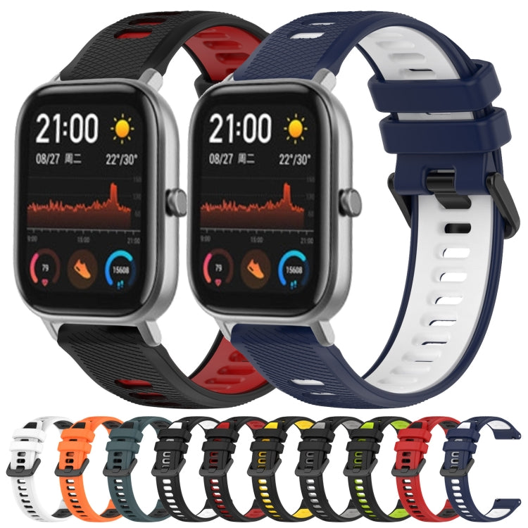 For Amazfit GTS 20mm Sports Two-Color Silicone Watch Band(Olive Green + Black)
