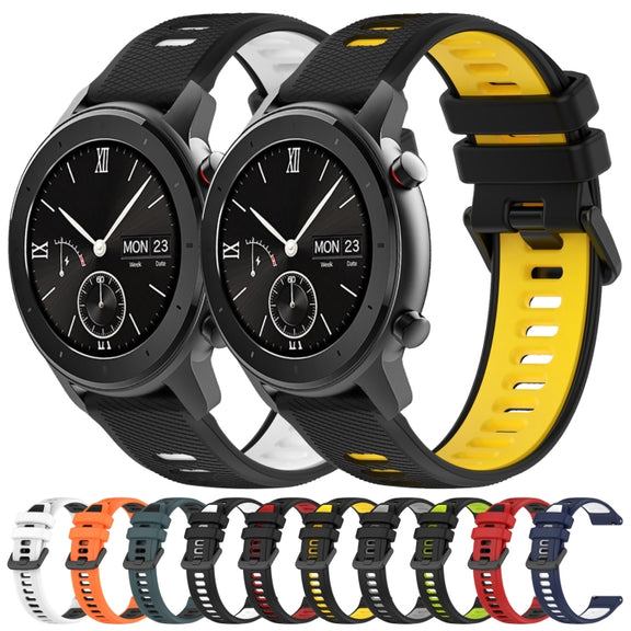 For Amazfit GTR 42mm 20mm Sports Two-Color Silicone Watch Band(Midnight Blue+White)