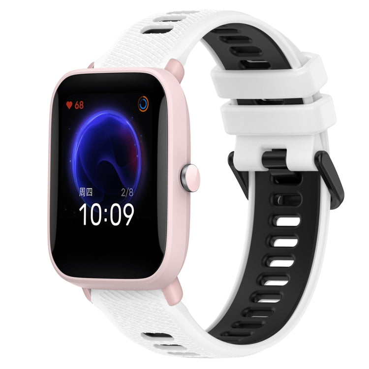For Amazfit Pop Pro 20mm Sports Two-Color Silicone Watch Band(White+Black)