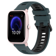 For Amazfit Pop Pro 20mm Sports Two-Color Silicone Watch Band(Olive Green + Black)